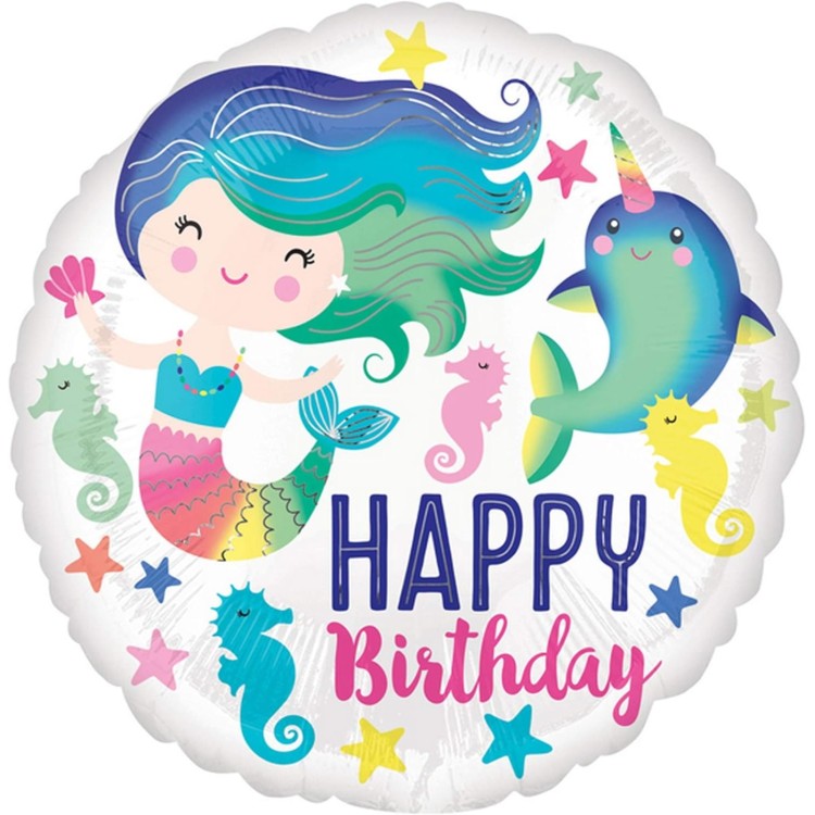 Anagram Happy Birthday Mermaid Foil Helium Balloon