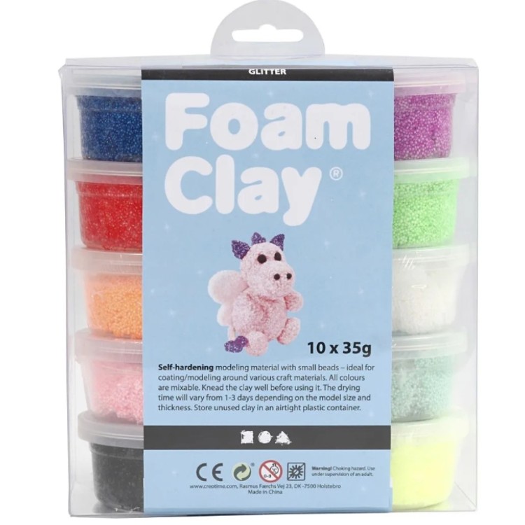 Creativ Foam Glitter Clay 10 x 35g Pots