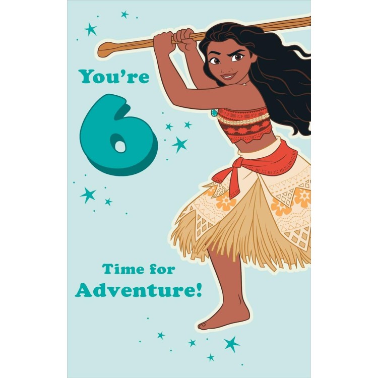 Disney Princess Moana Age 6 Birthday Card