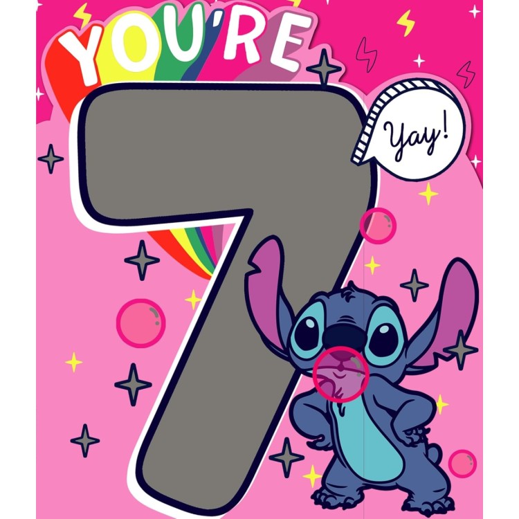 Disney Stitch You're 7 Card