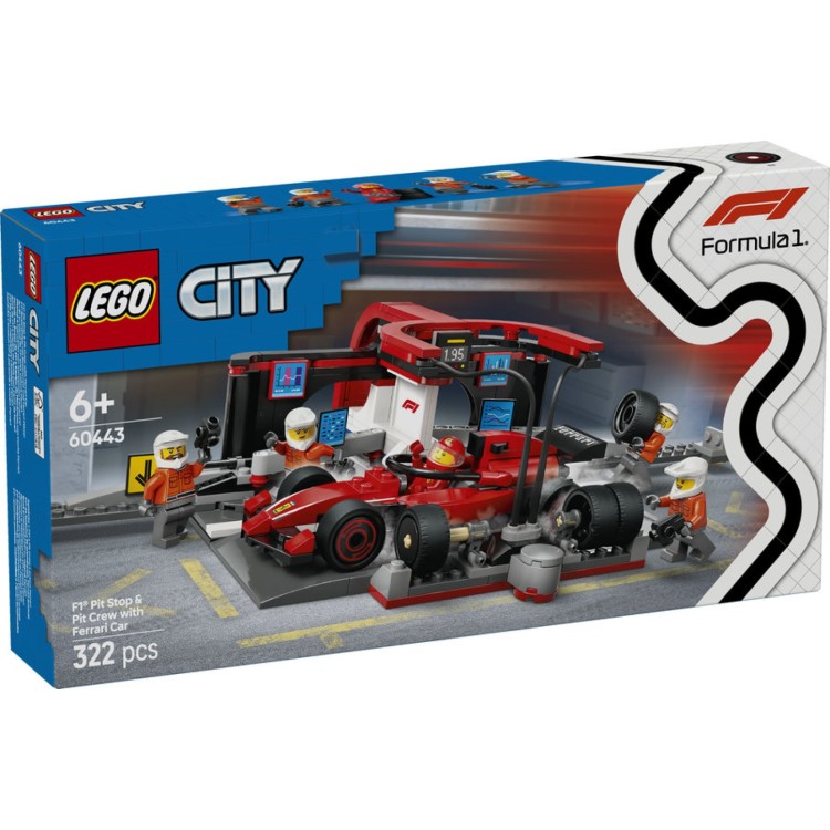 Lego City 60443 F1 Pit Stop & Pit Crew with Ferrari Car