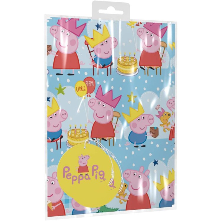 Peppa Pig 2 Sheets 2 Tags Gift Wrap