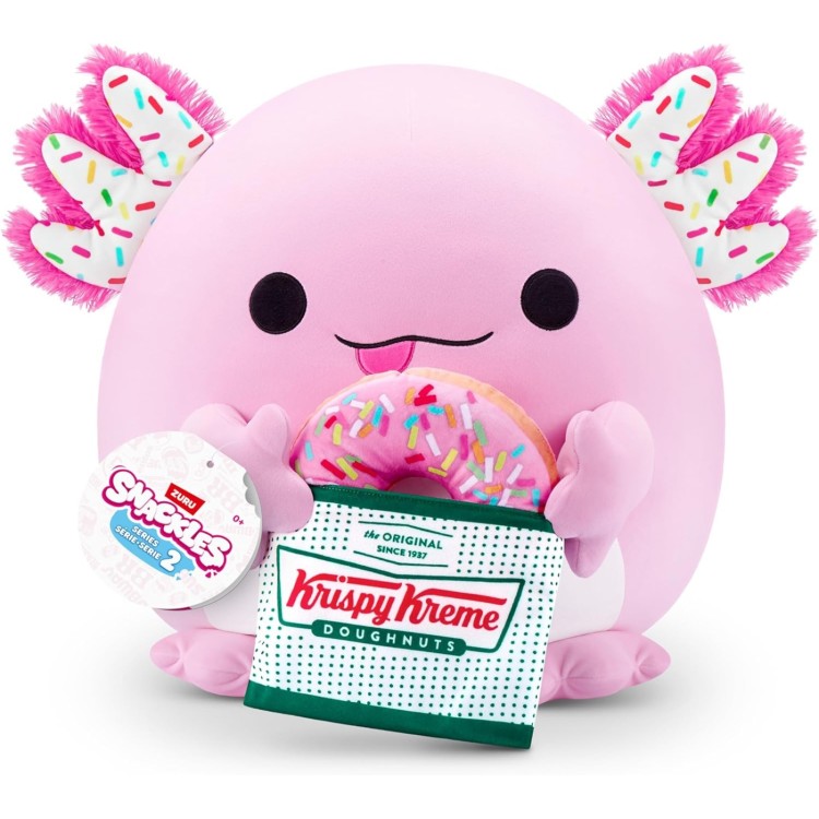 Snackles Medium Plushie - Abbie Axolotl with Krispy Kreme Donut