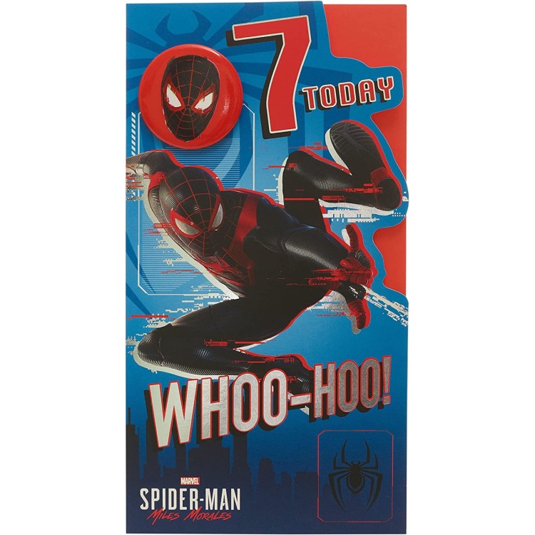 Spiderman Miles Morales Age 7 Card With Badge