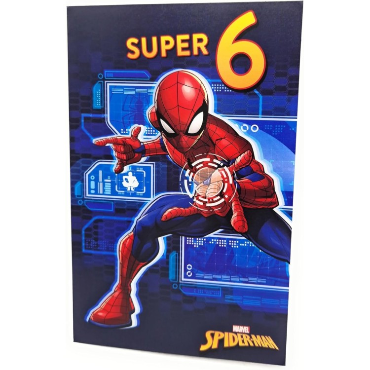 Spiderman Super 6 Birthday Card