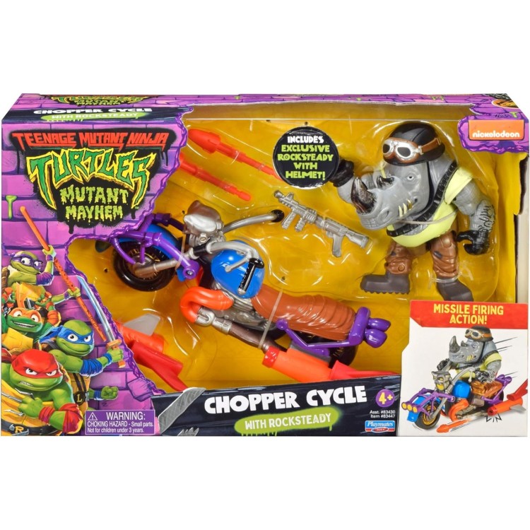 Teenage Mutant Ninja Turtles Mutant Mayhem Chopper Cycle with Rocksteady