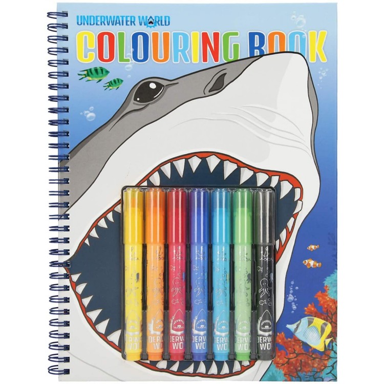 Underwater World Colouring Book With 7 Pens